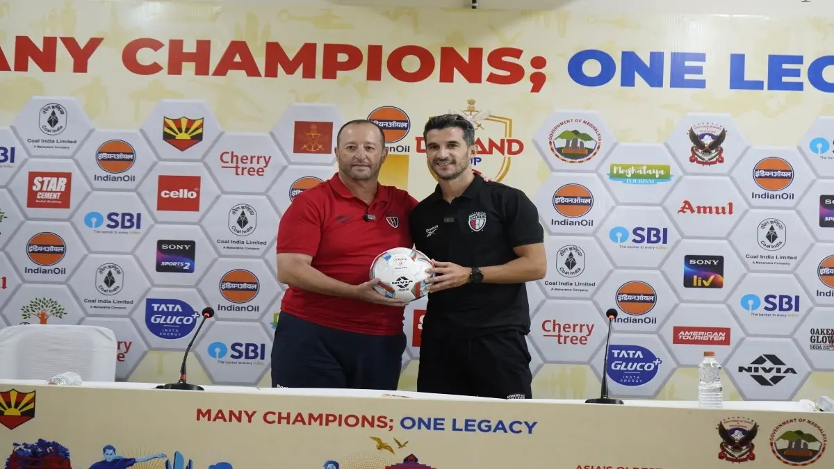 Durand Cup Semifinal: Defending Champions NorthEast United FC Brace For A Tough Challenge From Resurgent Shillong Lajong FC NorthEast United FC manager Juan Pedro Benali & captain Michel Zabaco in the press conference