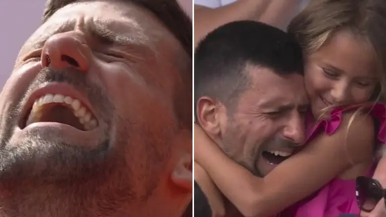 WATCH: Moment Novak Djokovic won his first-ever Olympic gold medal and broke into tears Novak Djokovic celebrates after winning gold medal
