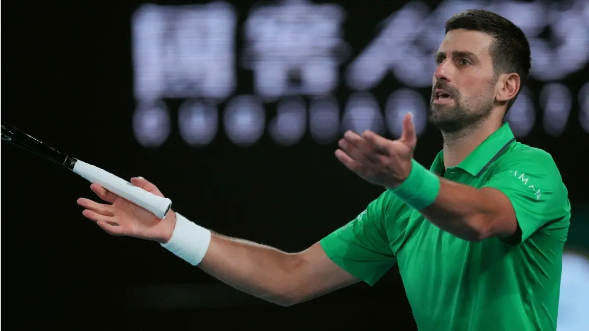 Novak Djokovic in action at Australian Open 2026