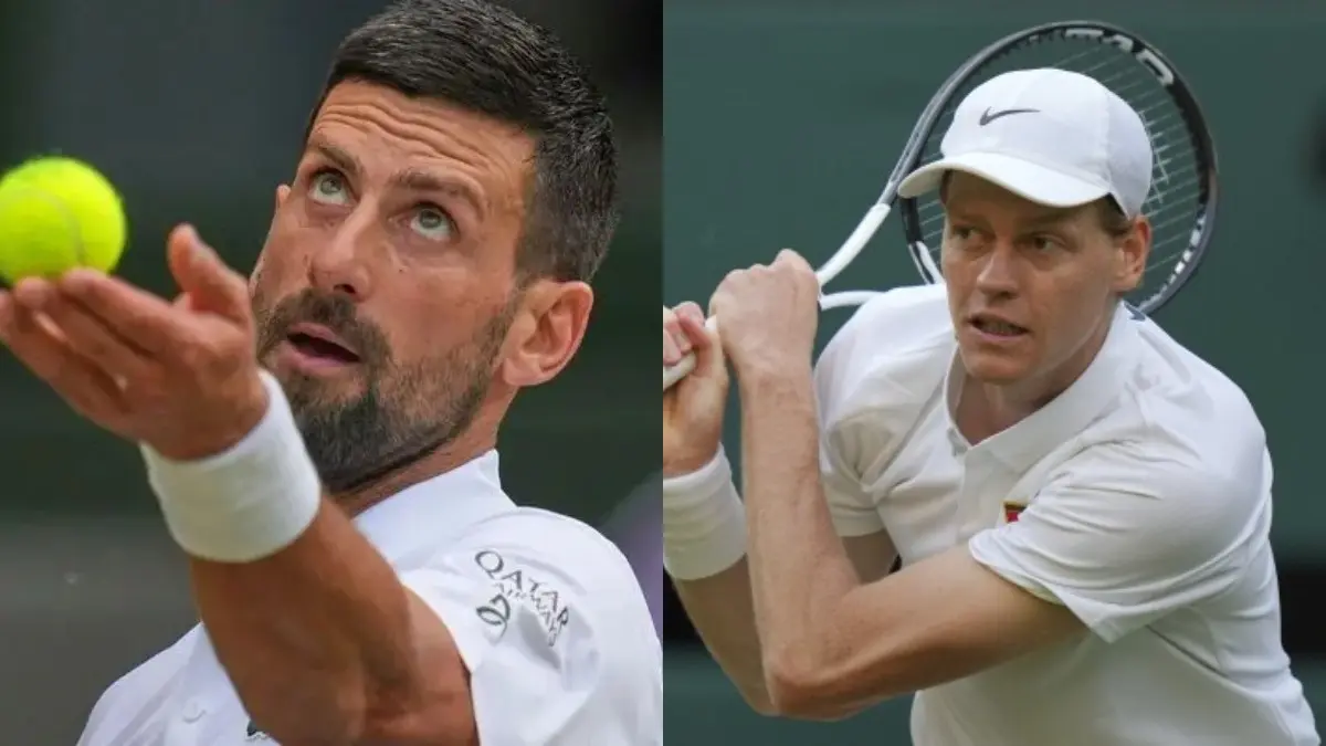 Novak Djokovic (L), Jannik Sinner (R)