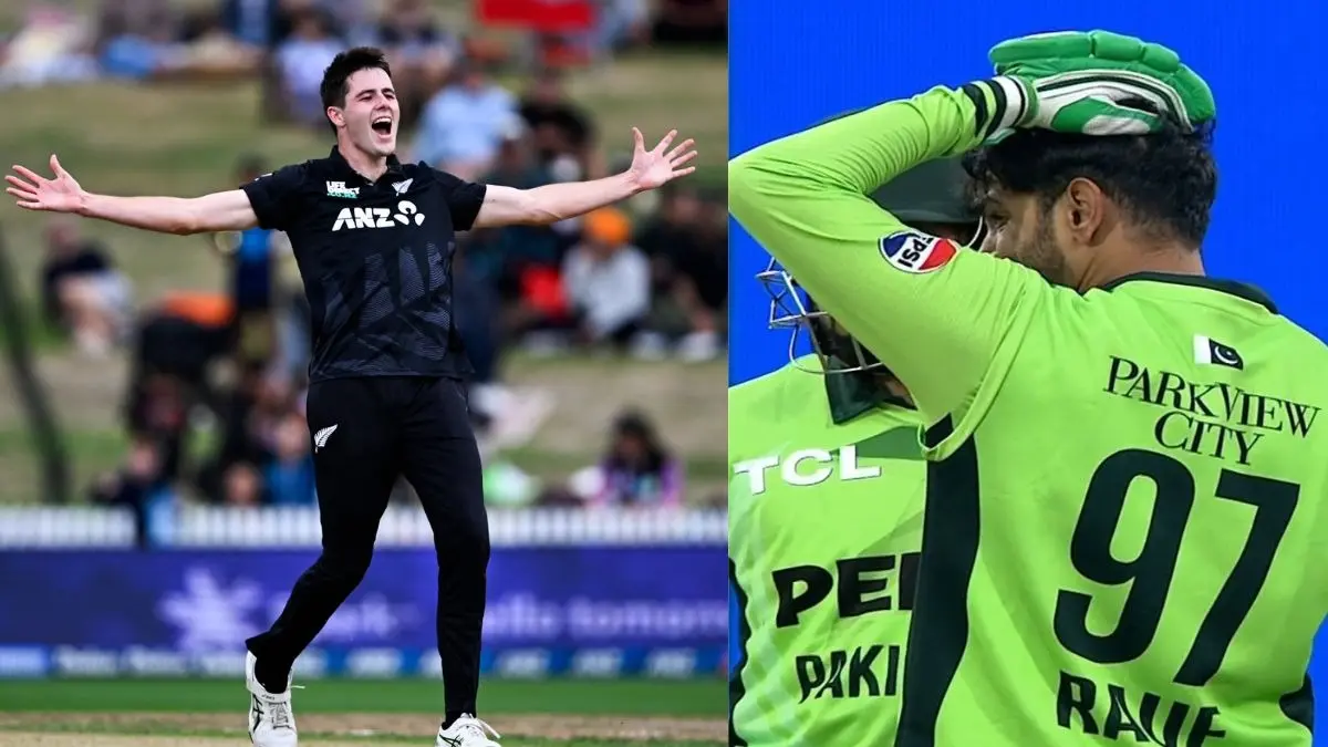 NZ vs PAK William ORourke take revenge broke mohammed rizwan helmet and haris rauf retired hurt