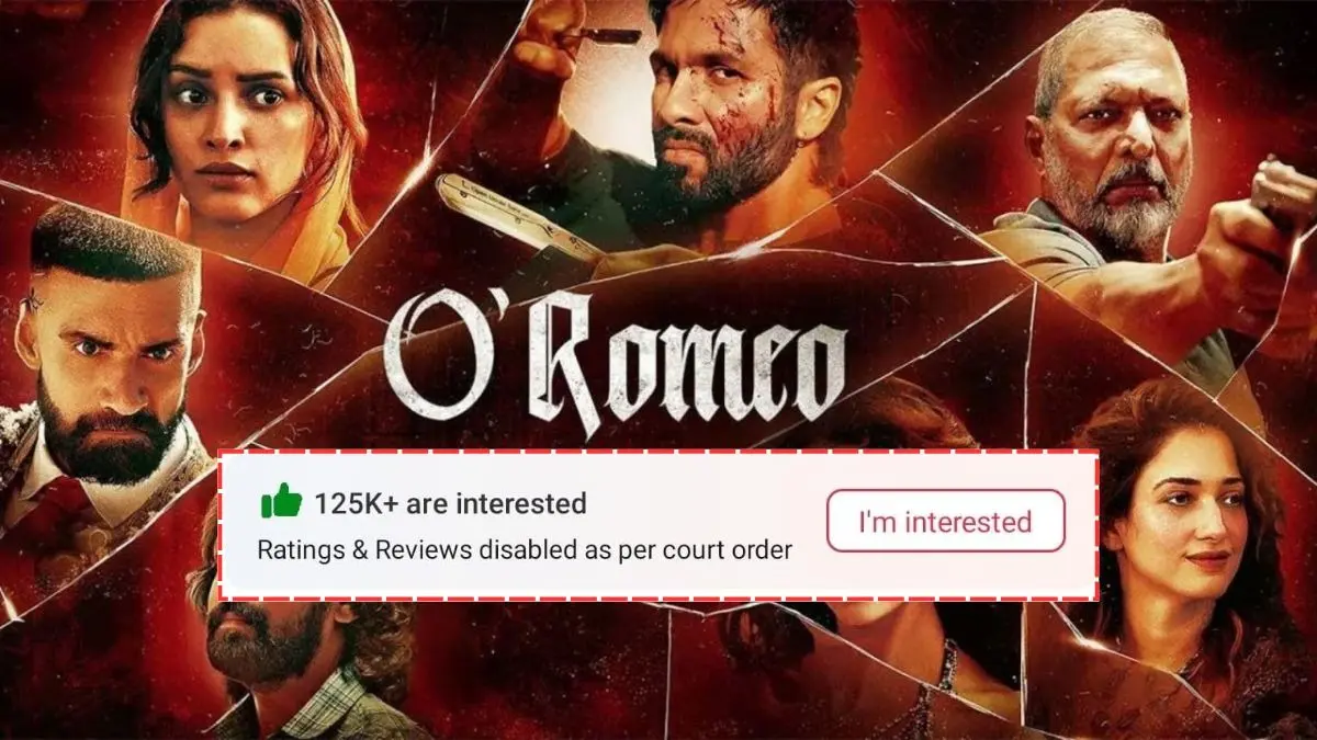 O Romeo Review: BookMyShow Abruptly Disables Audience Rating Of Shahid Kapoor-Triptii Dimri Starrer Days After Release O Romeo reviews disabled on BookMyShow