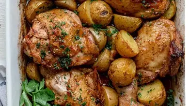 Quick-Prep, One-Pan Tantalizing Chicken And Potatoes; Weekend Delight One pan chicken and potatoes