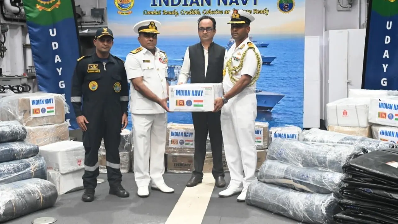 Op Sagar Bandhu: INS Vikrant, INS Udaygiri hand over relief material to Sri Lanka amid Cyclone Ditwah