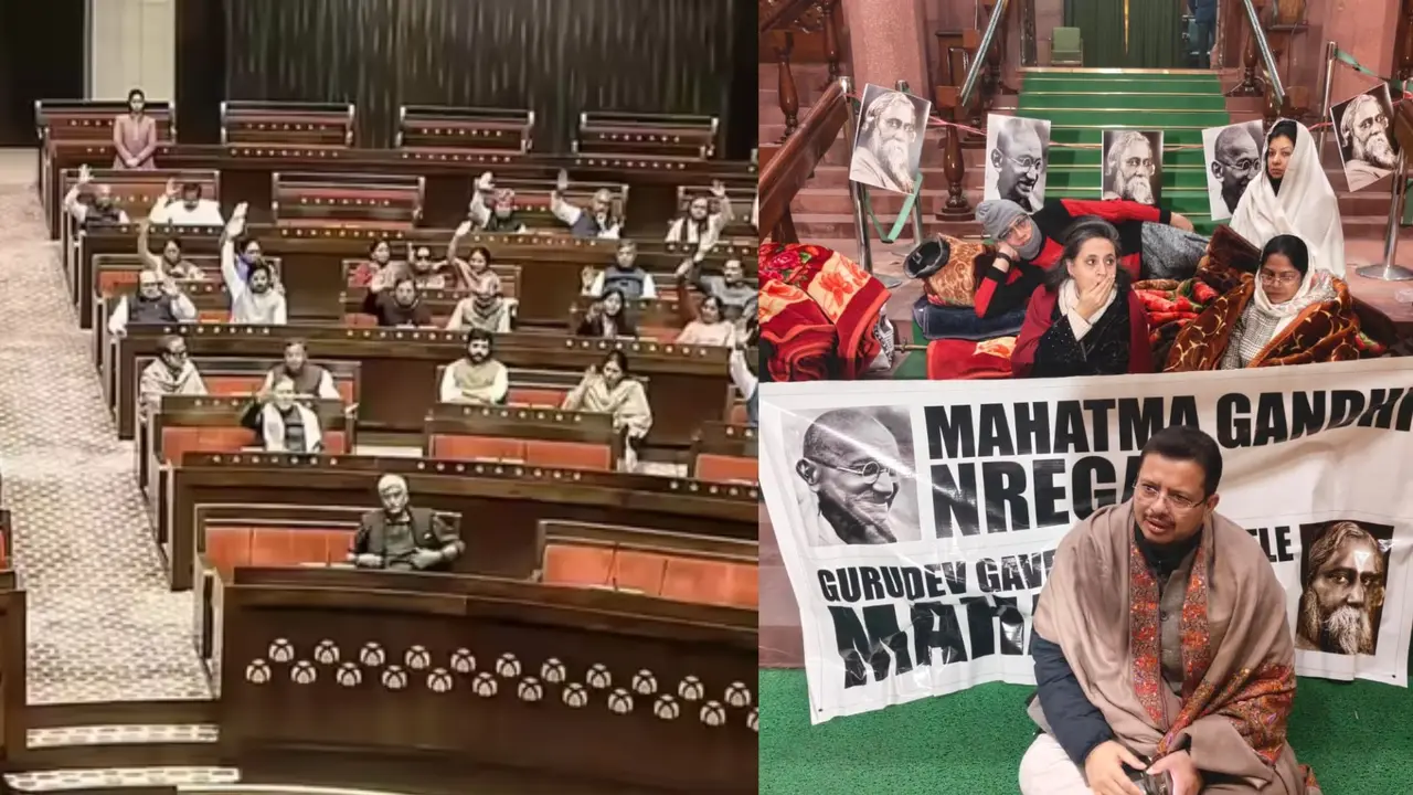 opposition protest against vb g ram g bill