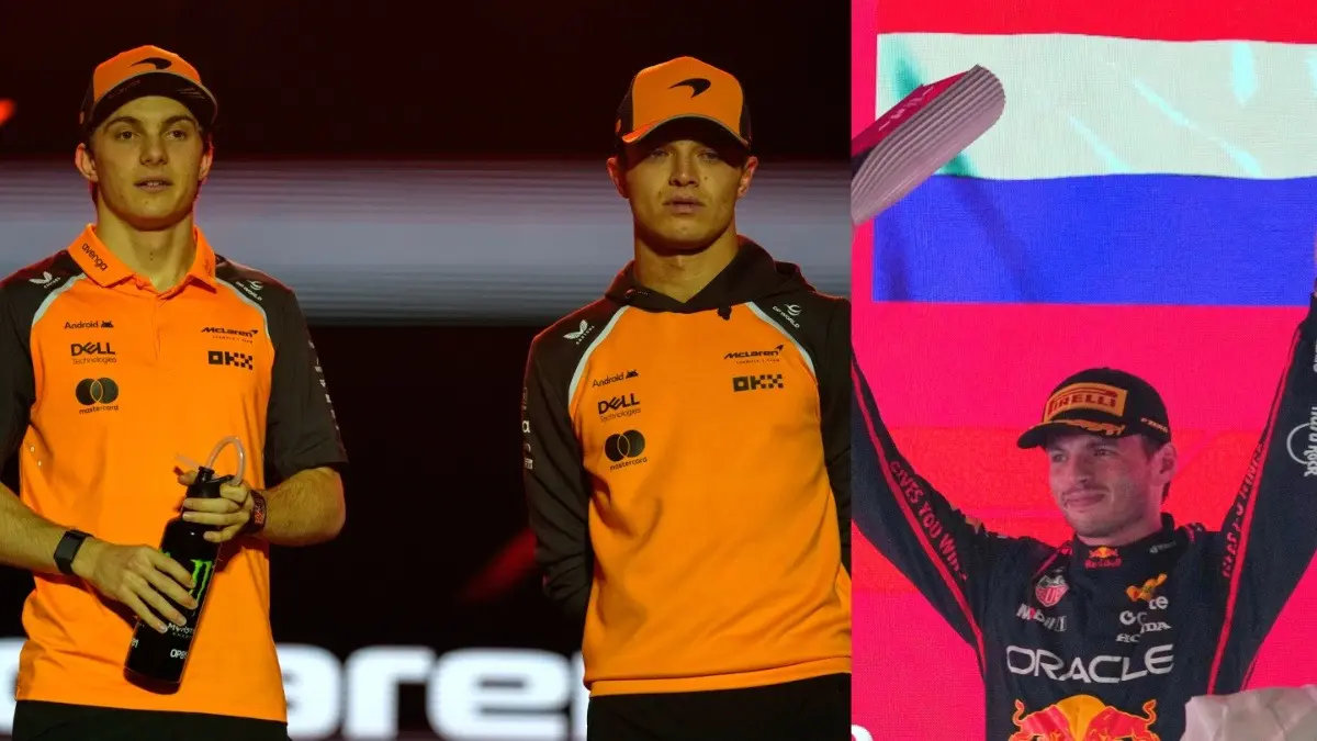 Oscar Piastri, Lando Norris, and Max Verstappen