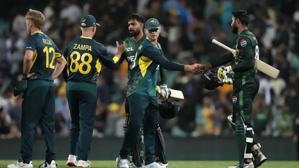 Pakistan Drop Captain, Make Surprising Change To Eleven Post Embarrassing Series Defeat To Australia Pakistan and Australia players with each other.