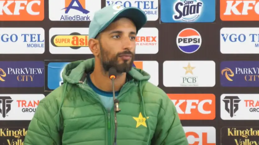 Pakistan Test skipper Shan Masood addresses the media