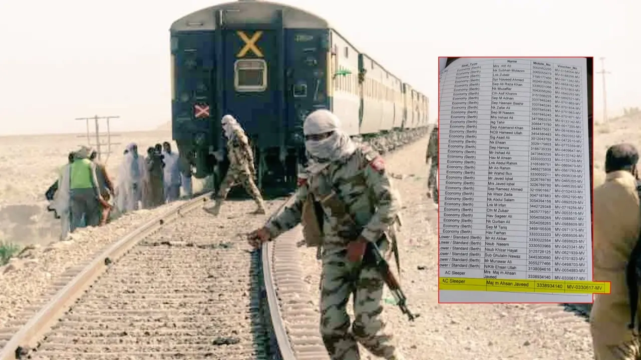 pakistan train highjack baloch liberation army major rank officer 180 hostage soldiers full list