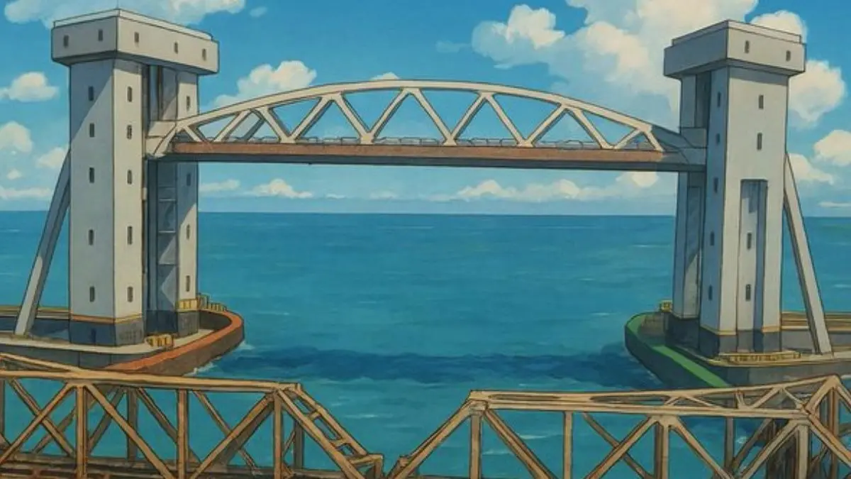 Pamban bridge's Ghibli look.
