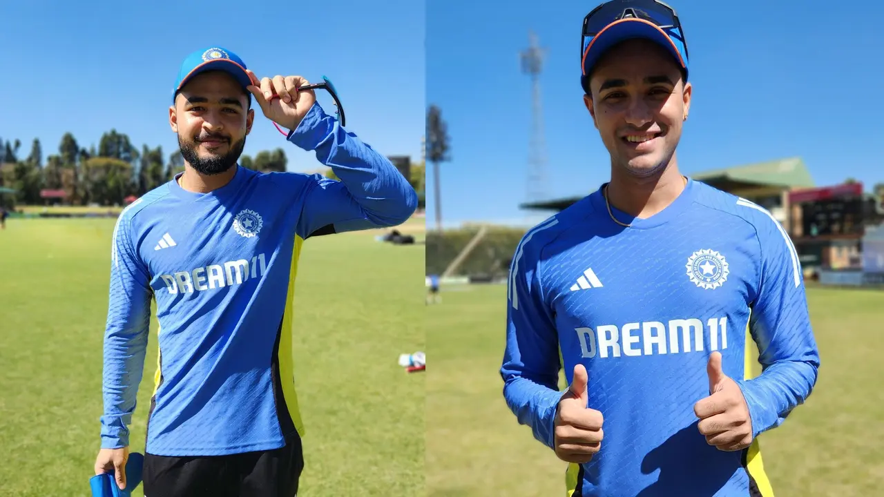 Riyan Parag and Abhishek Sharma Make Their Team India Debuts in India vs Zimbabwe T20I Series Riyan Parag and Abhishek Sharma with their first India cap