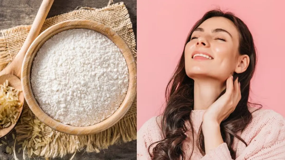 Korean glass skin using rice flour on face to get natural glow instantly on dry skin 
