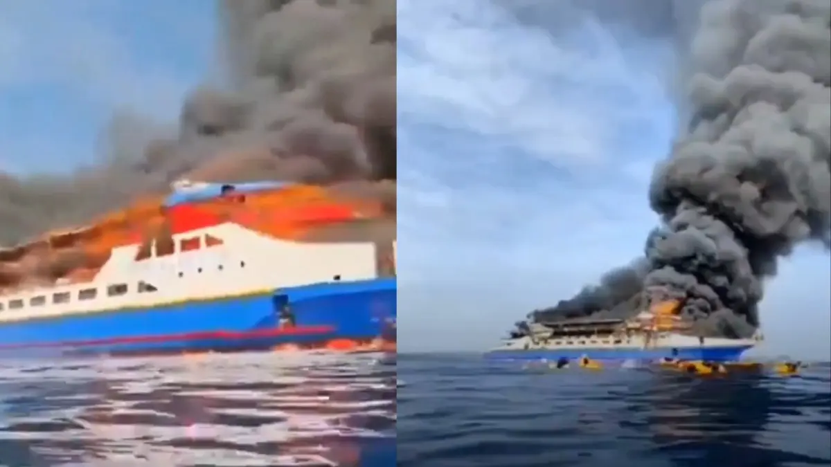 Passenger Ship Catches Fire in Indonesia