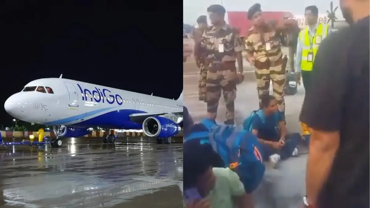 Passengers Protest on Airport Runway After IndiGo's Delhi-Darbhanga Flight Cancellation Due to Weather Delays | WATCH Passengers Protest at Delhi Airport After IndiGo Cancels Darbhanga Flight