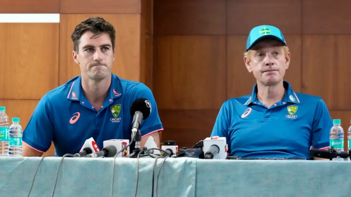 Pat Cummins and Andrew McDonald address the media