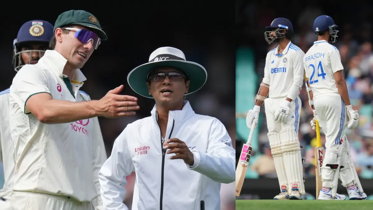 Pat Cummins and Indian players during the Border-Gavaskar Trophy 2024-25