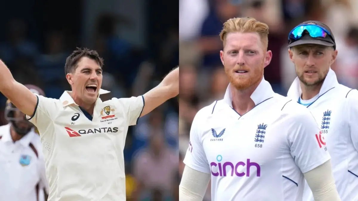 Pat Cummins (L), Ben Stokes (R)