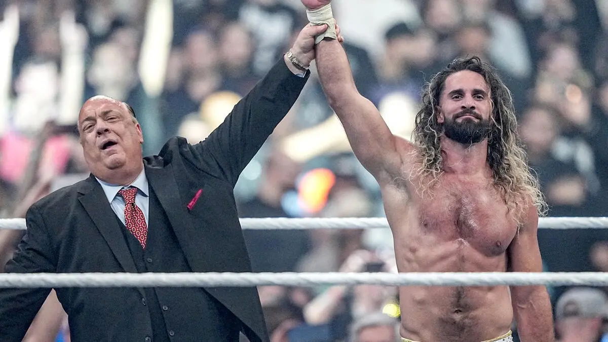 Paul Heyman and Seth Rollins at WrestleMania 41