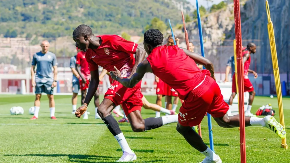 Paul Pogba during a AS Monaco training session