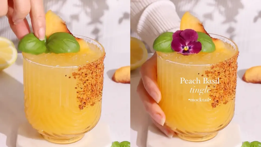 Peach-Basil Mocktail, Your Perfect Sip To Unwind After Long Weekdays Peach-Basil Mocktail