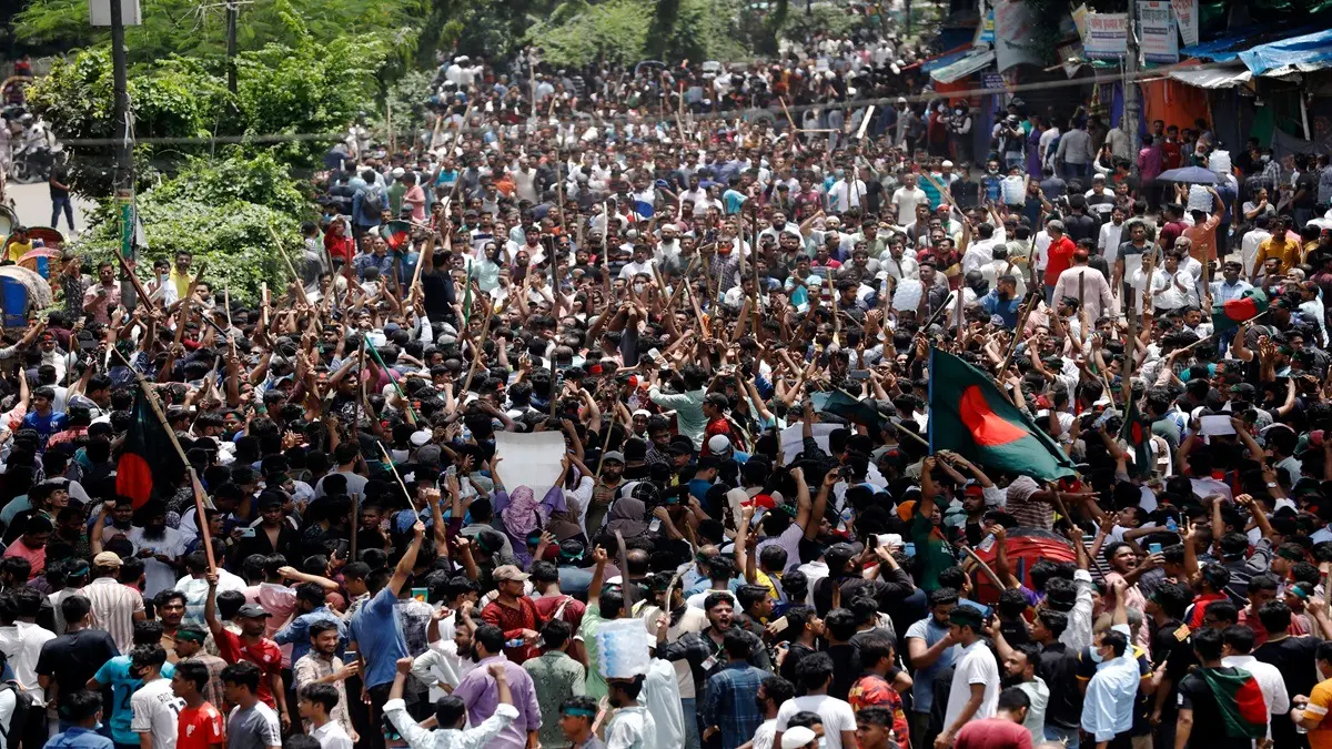 Is Bangladesh On The Brink Of Military Rule? Sheikh Hasina Given 45 Mins For Graceful Exit: Reports People participate in a rally against Prime Minister Sheikh Hasina and her government demanding justice for the victims killed in the recent countrywide deadly clashes