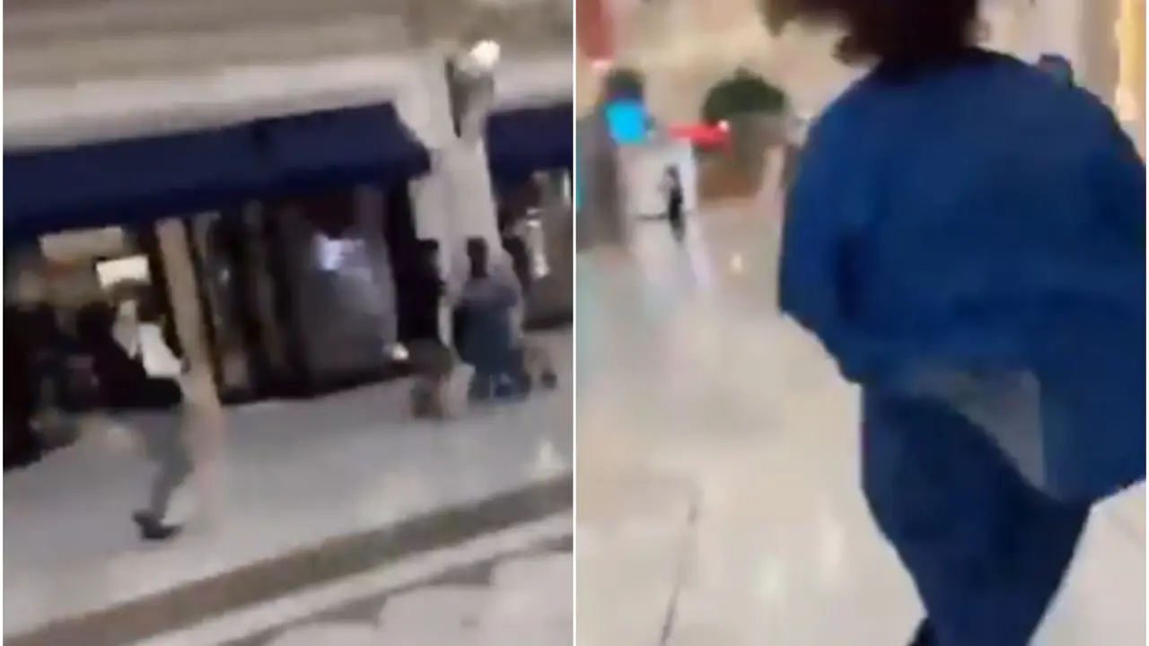 People rushing out of the Doha Mall amid Iranian strikes in Qatar.