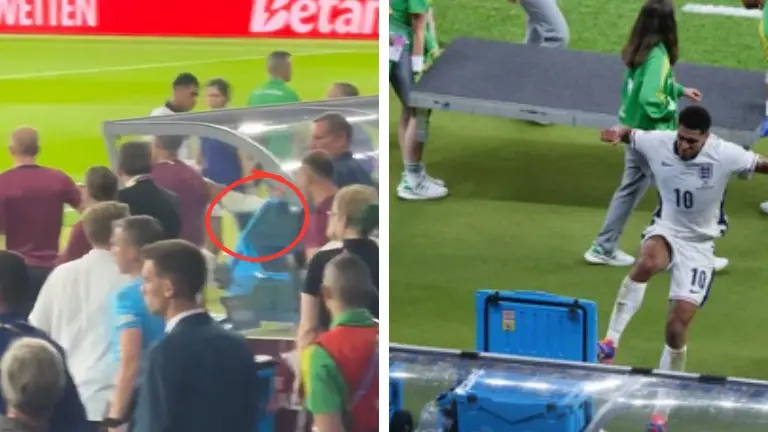 Jude Bellingham Kicks Cooler in Frustration as Spain Claims 2-1 Win Over England in Euro 2024 Final Jude Bellingham