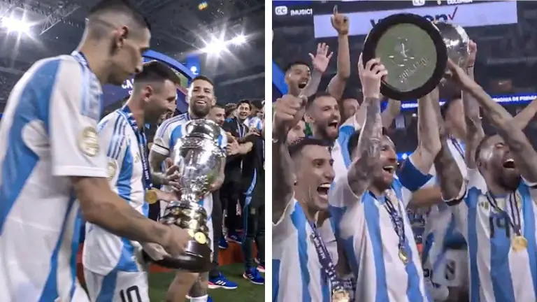 Argentina's Copa America 2024 Trophy Lift: Lionel Messi Aided by Otamendi & Di Maria Create History Lionel Messi, Angel Di Maria and Nicolas Otamendi