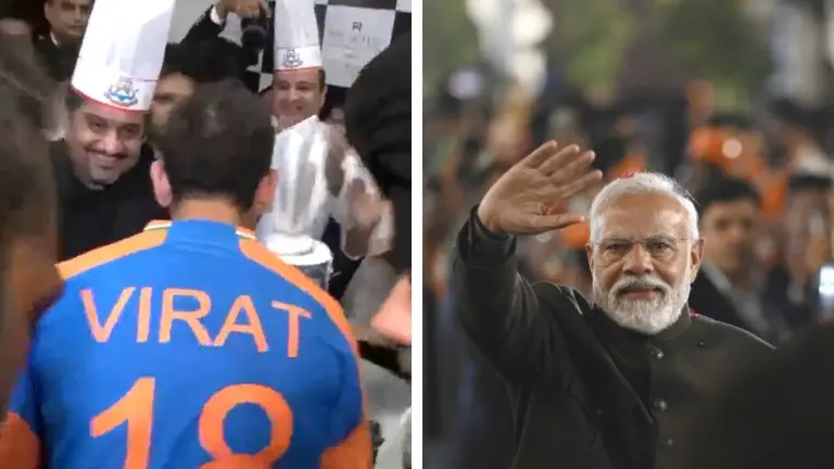 Virat Kohli, Rohit Sharma & co. arrive at PM Narendra Modi’s residence after cake cutting ceremony Team India's Virat Kohli and Narendra Modi