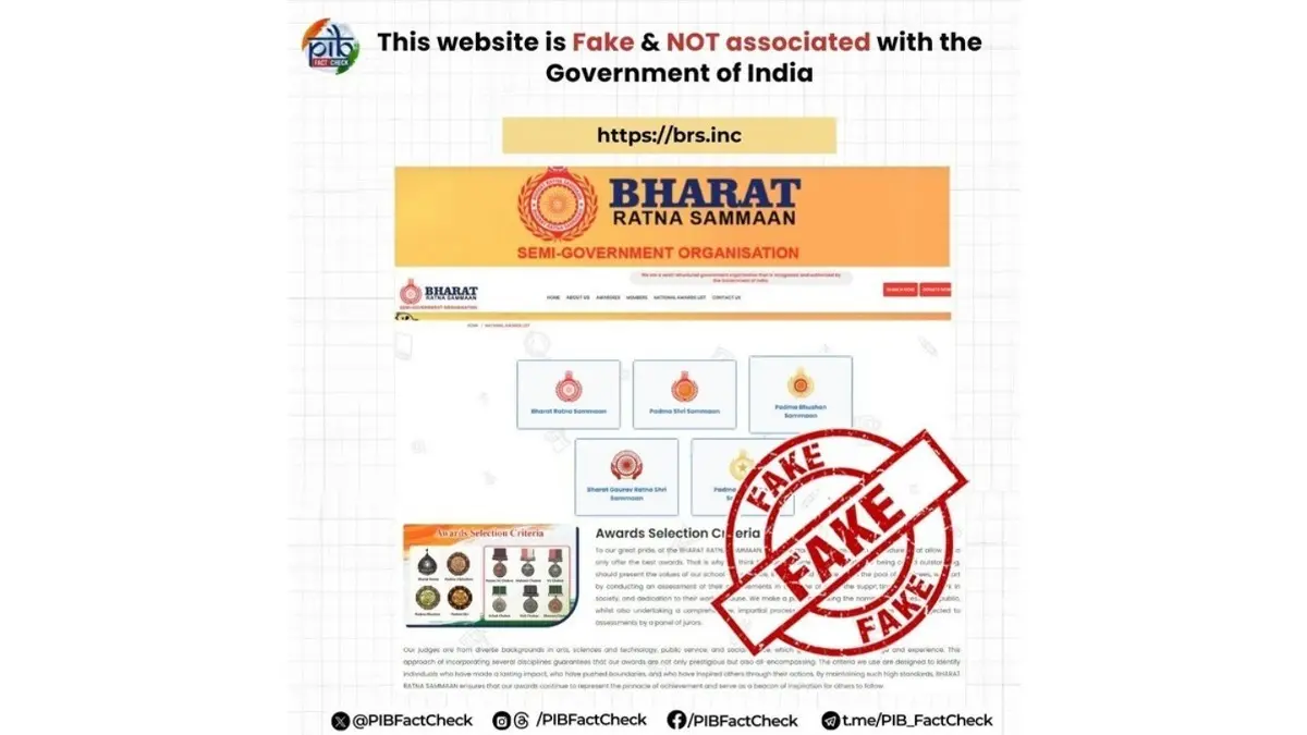'Not Associated With GOI': PIB Debunks Fraudulent Website Claiming to Confer Bharat Ratna, Other Civilian Awards PIB Busts Fake Website Claiming To Confer Top National Awards