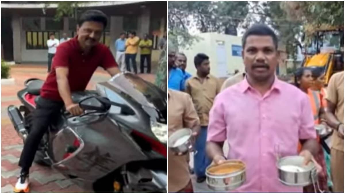 Pic Of CM Stalin On Rs 18 Lakh Superbike Amid Sanitation Workers' Protest Sparks Row | Tamil Nadu