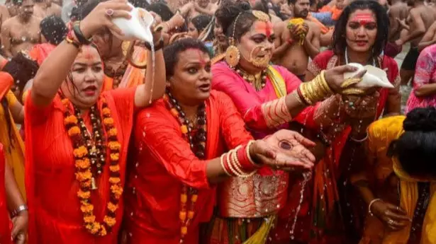 Pilgrims throng Kinnar Akhara at Maha Kumbh