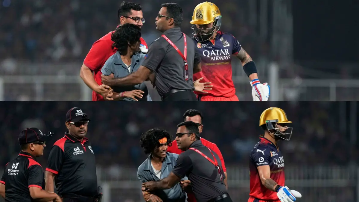Pitch invader rushes to meet Virat Kohli