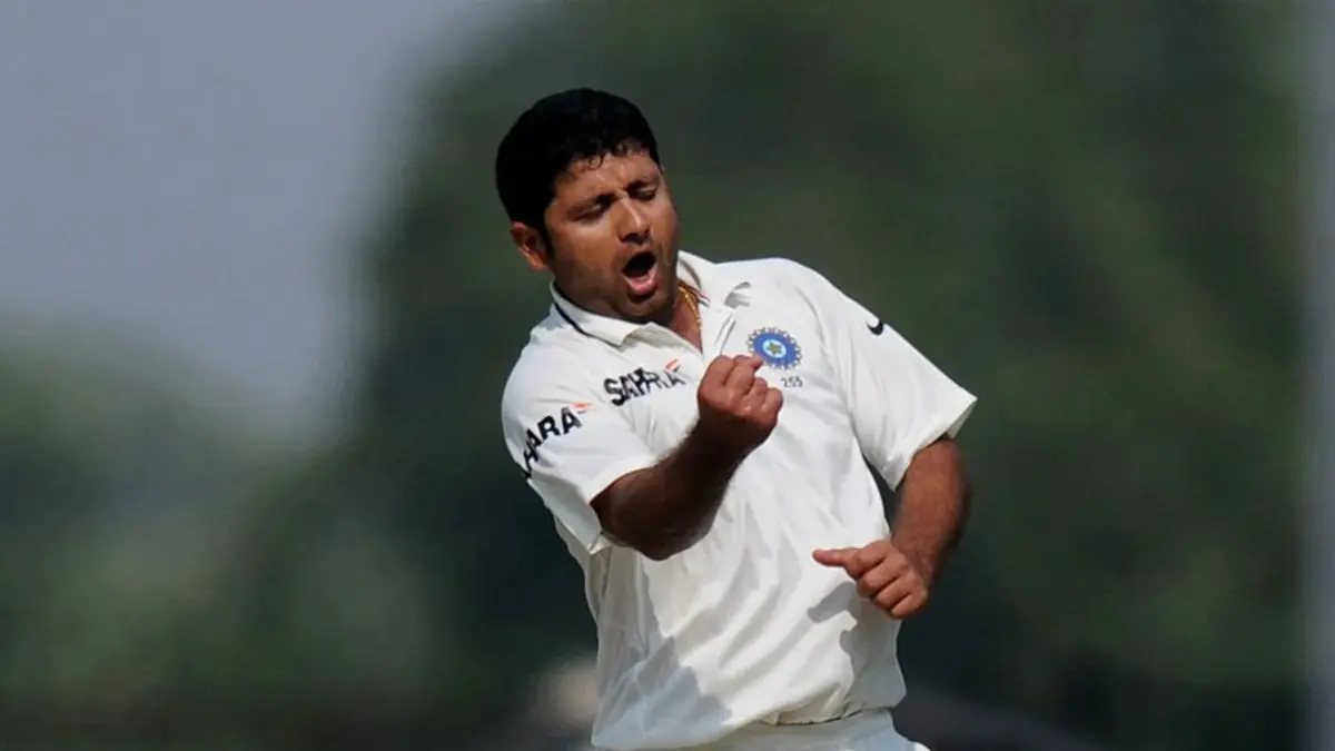 Piyush Chawla celebrates wicket during India's Test series against England in 2012