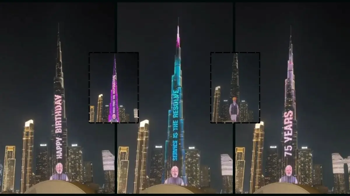 Burj Khalifa Shines Bright For PM Narendra Modi's 75th Birthday In Dubai