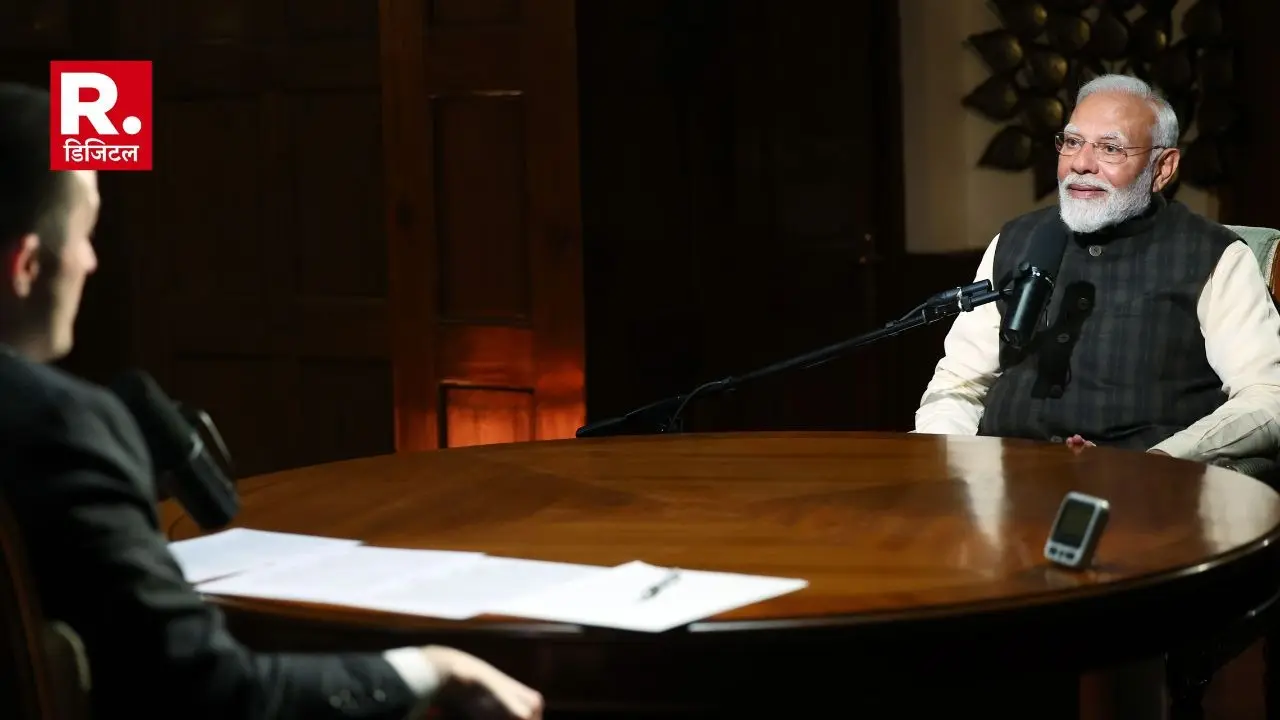 PM Modi during a podcast with Lex Fridman