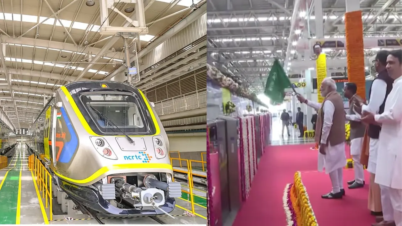 PM मोदी ने दी डबल सौगात, नमो भारत रैपिड रेल और मेरठ मेट्रो को दिखाई हरी झंडी, अब 55 मिनट में पूरा होगा 82KM का सफर PM Modi in Meerut