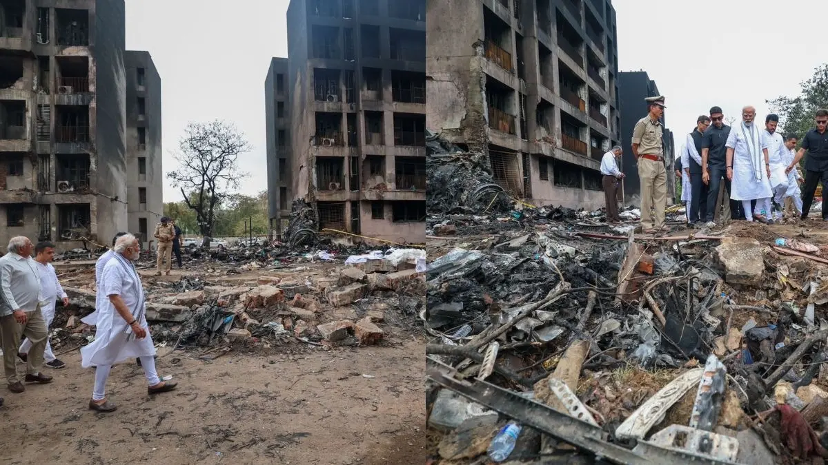 PM Modi Inspects Site of Air India Crash