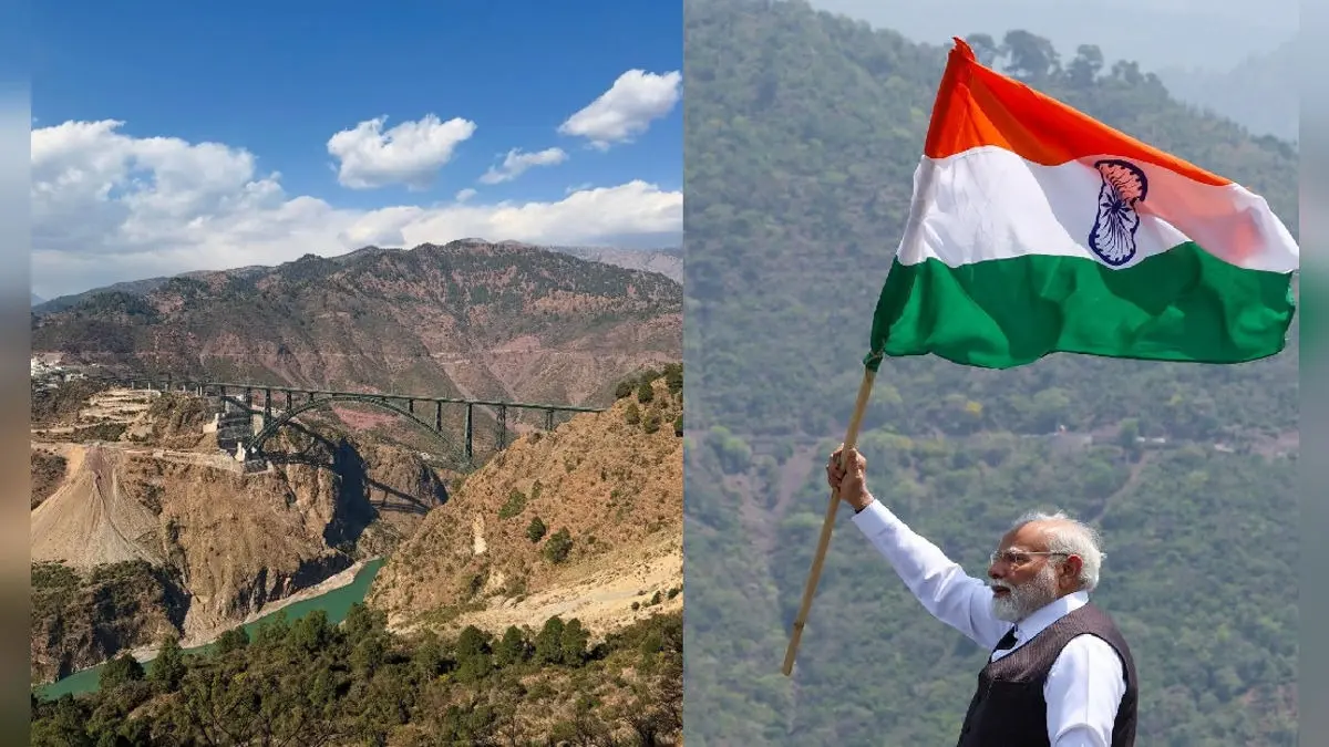 PM Modi raises Tiranga high at Chenab bridge