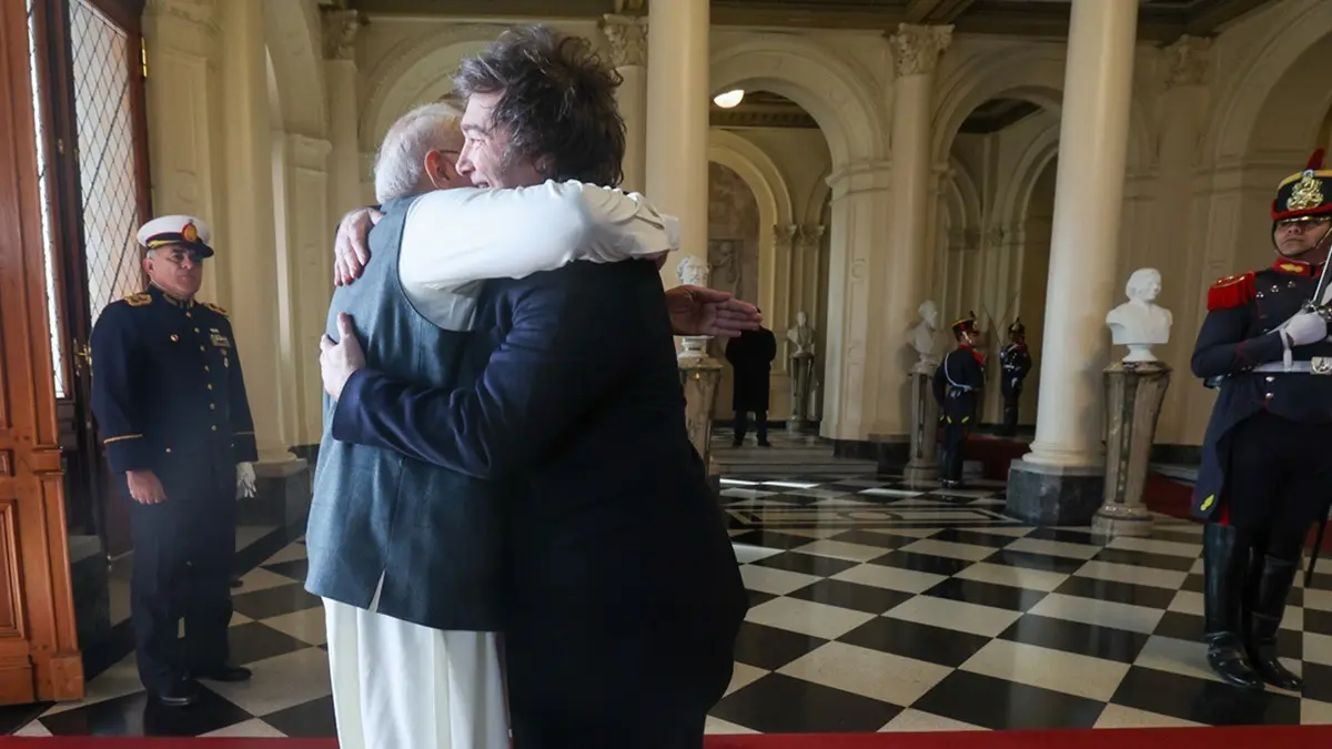 PM Modi Receives Grand Welcome In Argentina, Shares Warm Hug With President Milei As He Arrives In Buenos Aires