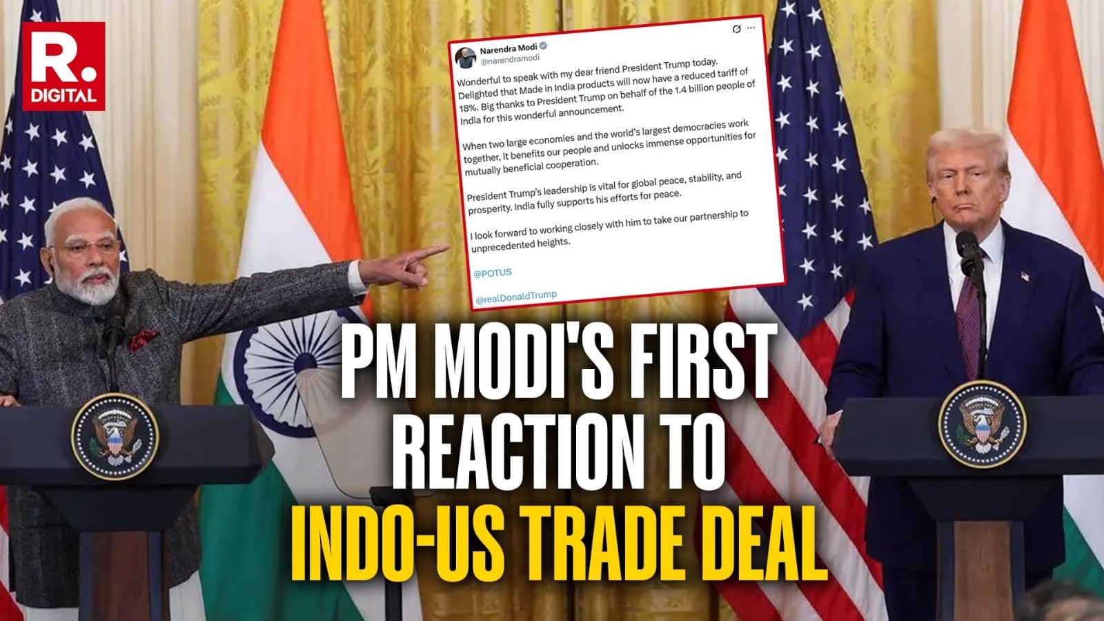 PM Modi's First Reaction To Trump's Announcement Of Indo-US Trade Deal 