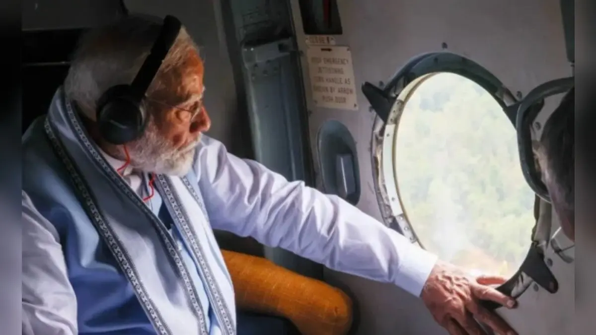 PM Modi Undertakes Aerial Survey In Himachal To Assess Flood Damage