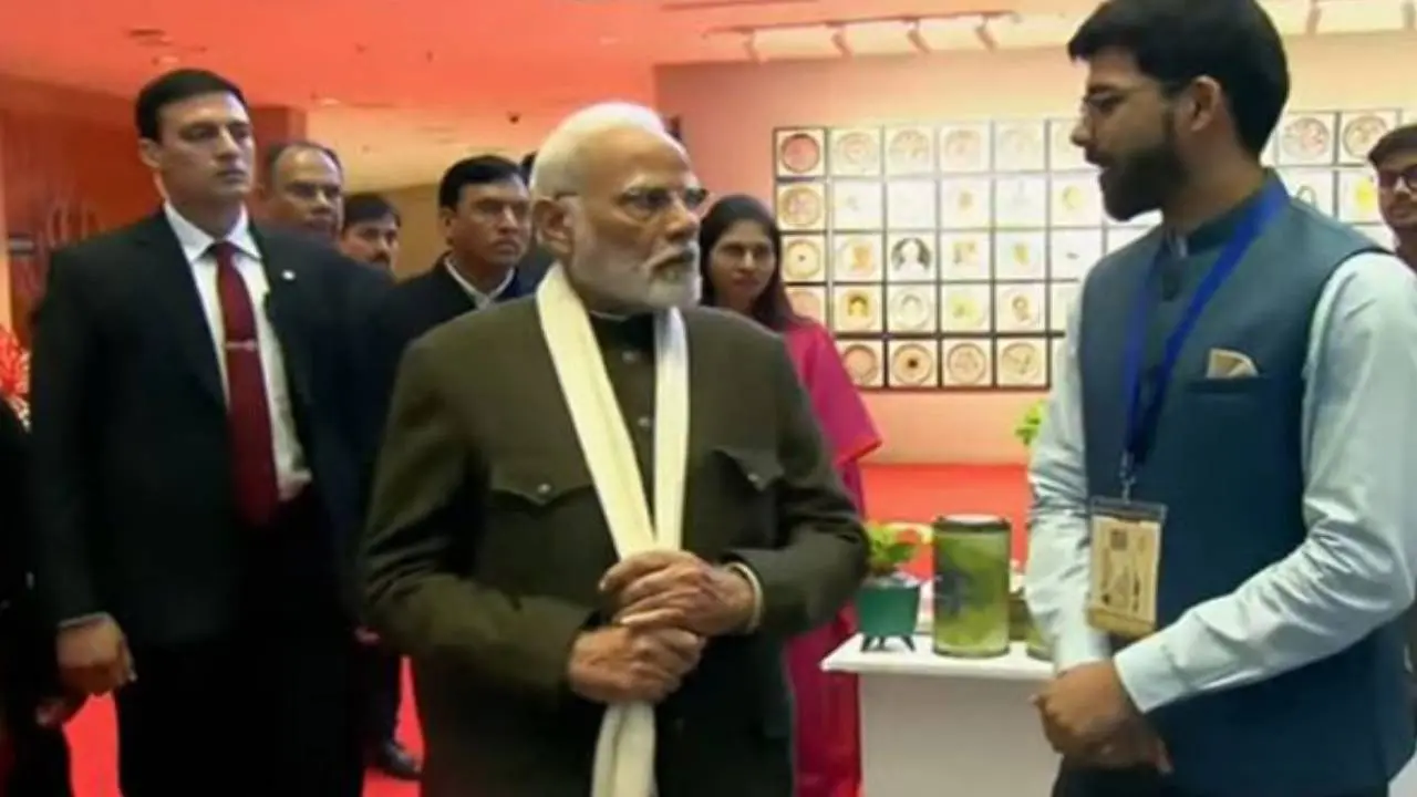 PM Modi visits exhibition at Viksit Bharat Young Leaders Dialogue
