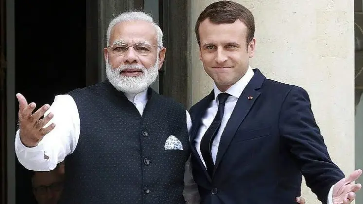 PM Modi with France president Emmanuel Macron