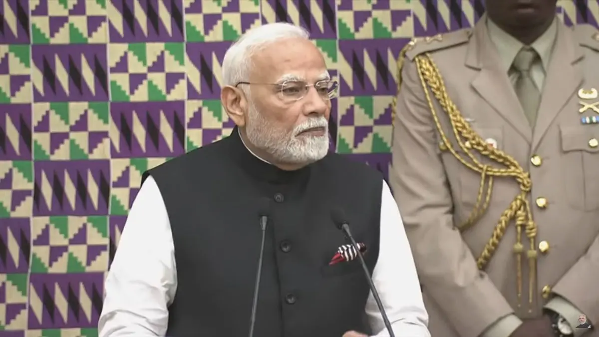 PM Narendra Modi addresses the Parliament in Ghana