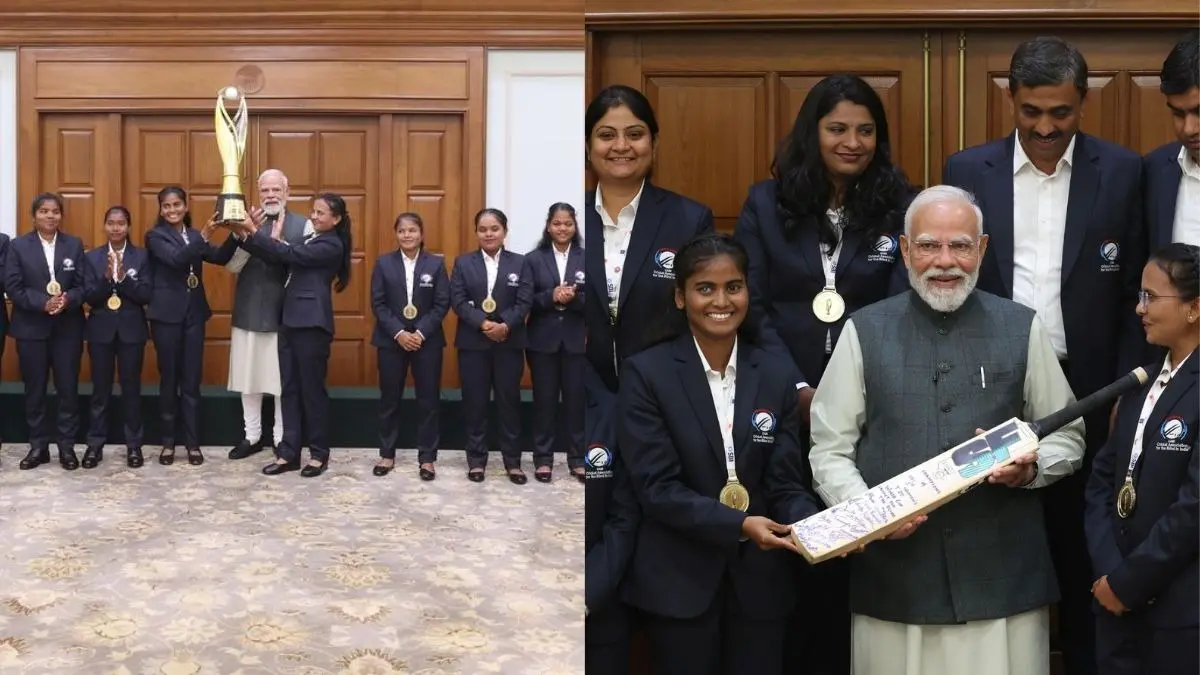 pm narendra modi meeting with world cup winning blind womens team
