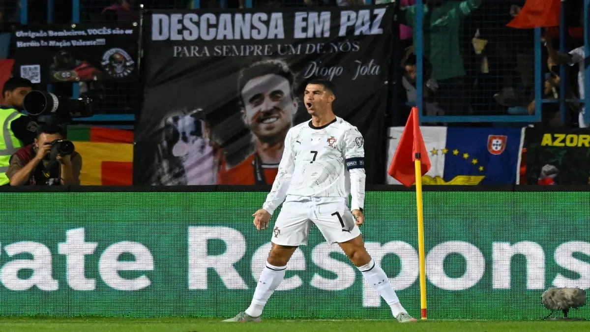 Portugal's Cristiano Ronaldo celebrates after scoring his goal