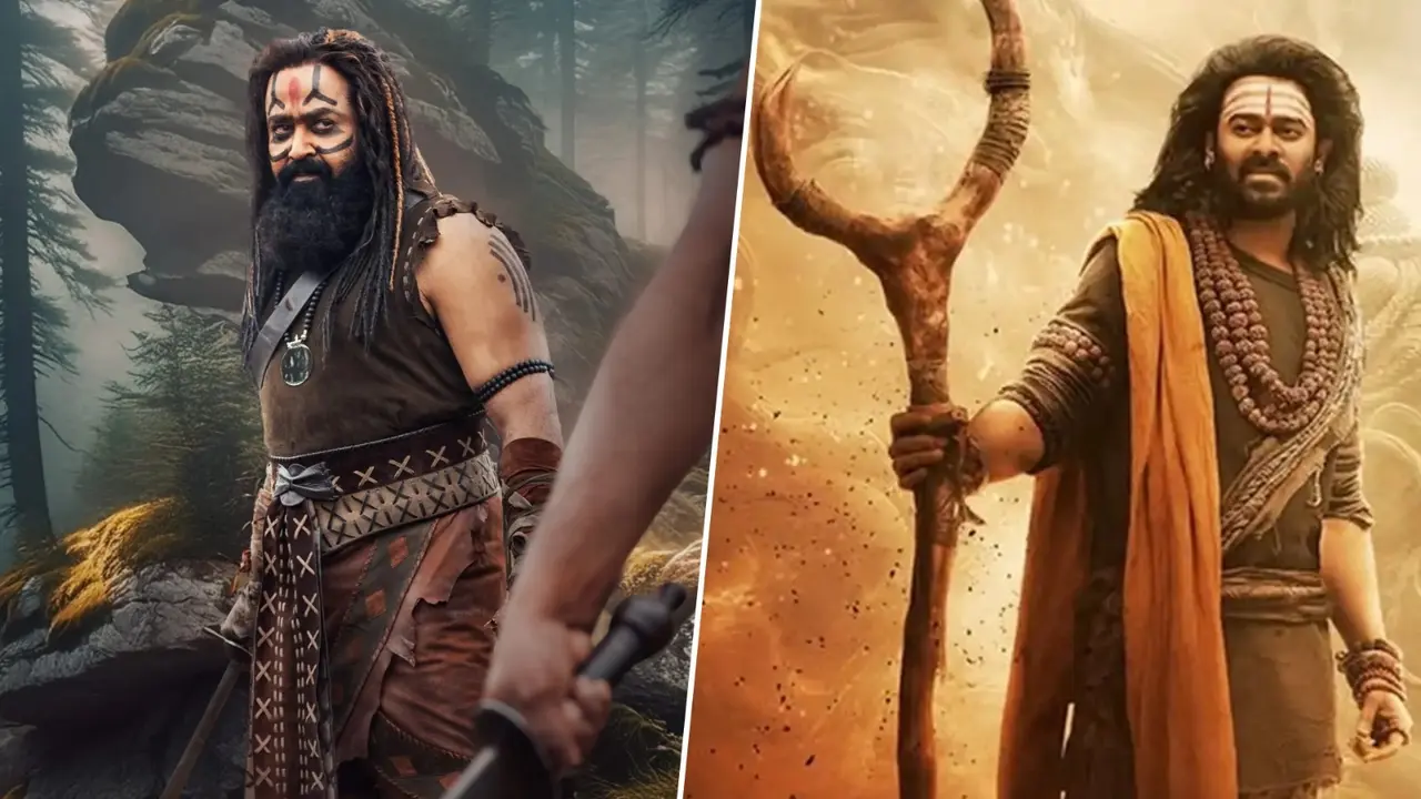 Posters of Mohanlal and Prabhas from Kannappa