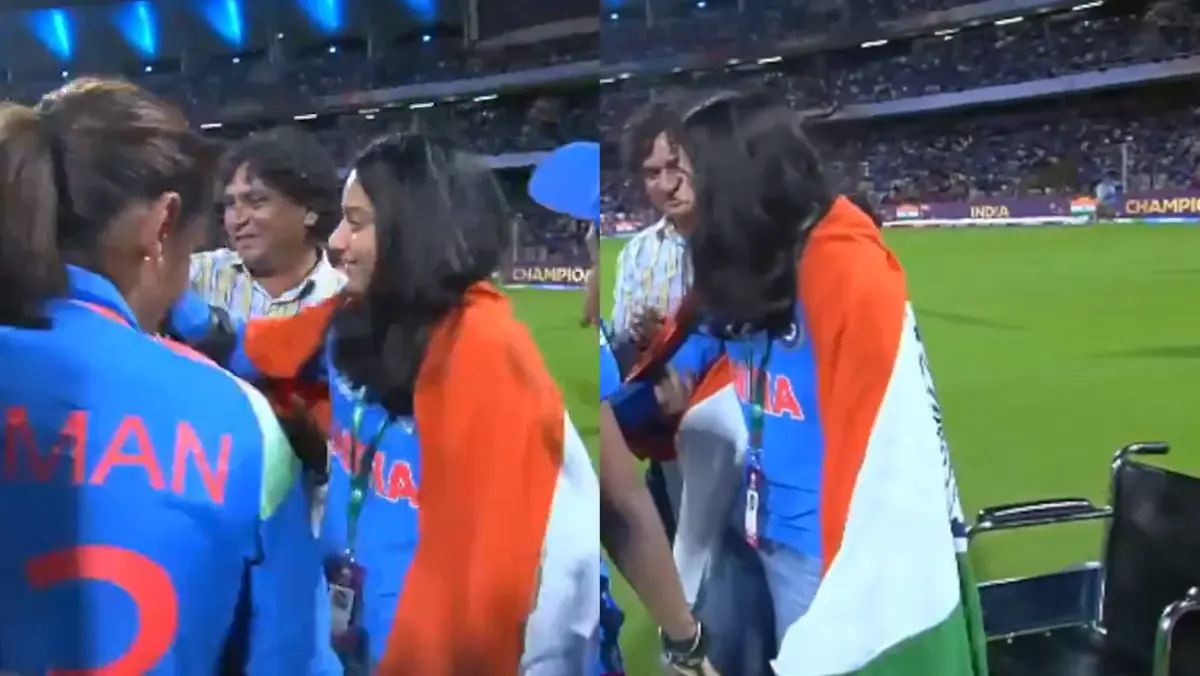Pratika Rawal celebrates with Indian Women's team