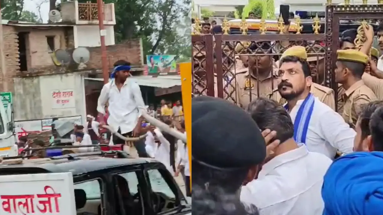 Prayagraj: Chandrashekhar Azad's Supporters Clash With Police, Damage Vehicles